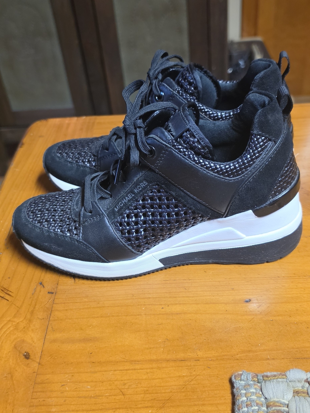 Michael Kors Men’s Black and White Mesh Trainer Sneakers